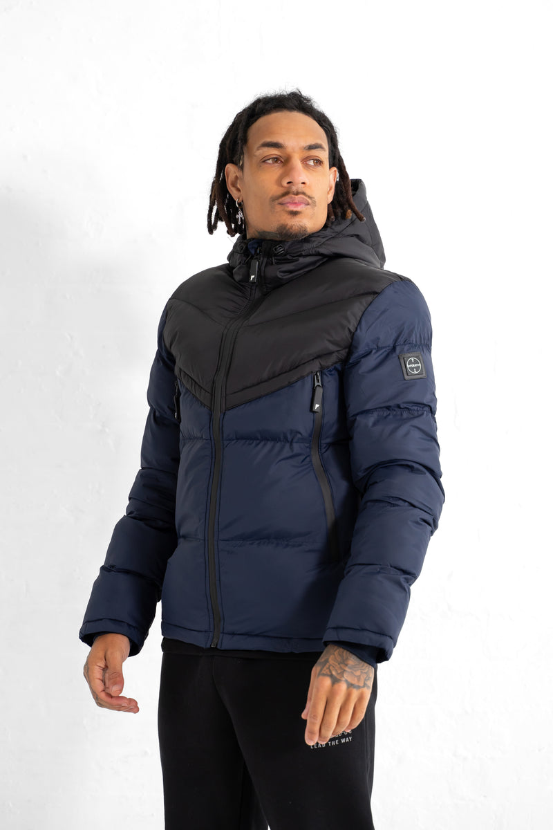 Foray Legacy Padded Jacket with Detachable Hood - Navy